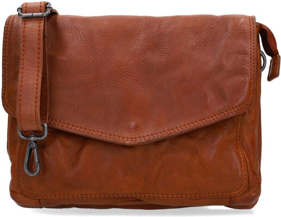 No Stress leren crossbody tas cognac