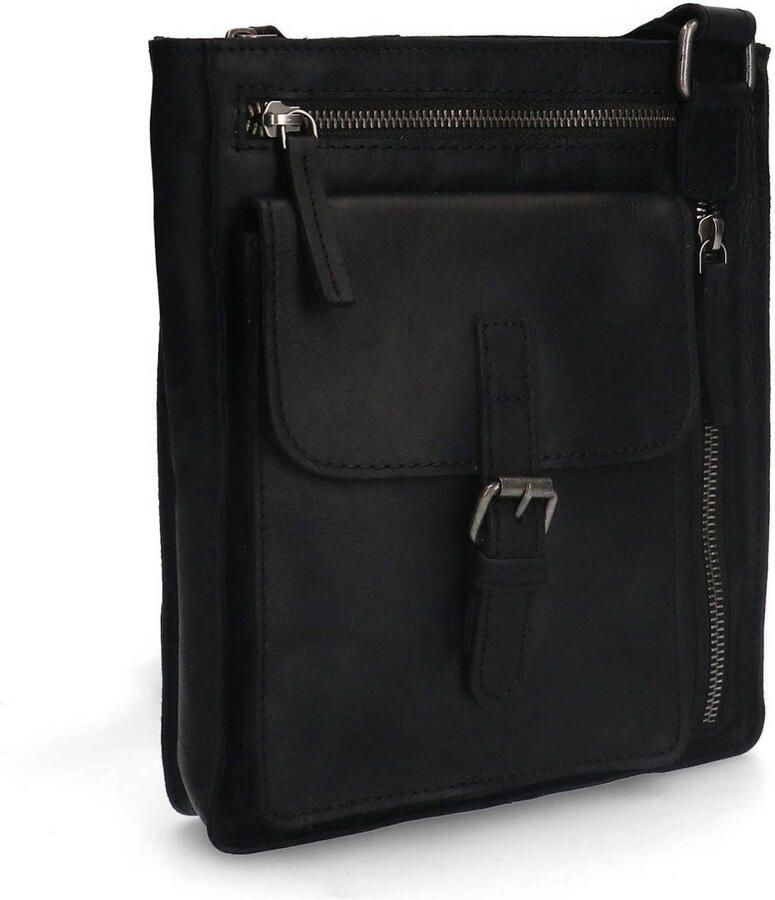 No Stress leren crossbody tas zwart