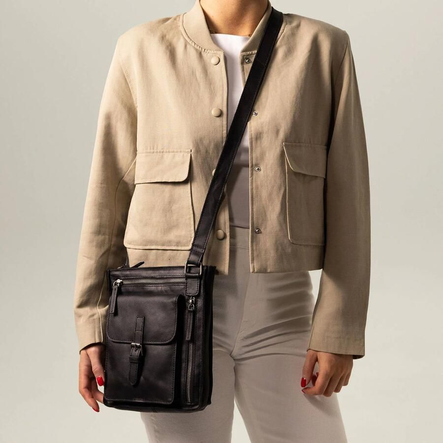 No Stress leren crossbody tas zwart - Foto 2