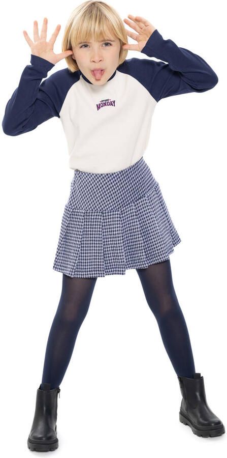 No Way Monday aansluitende longsleeve met borduursels en tekst donkerblauw wit