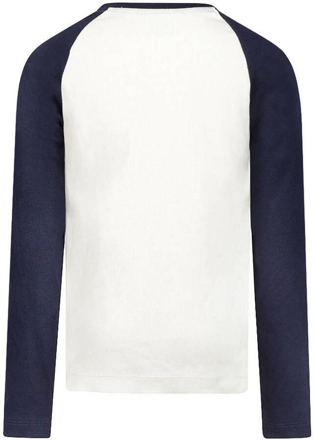 No Way Monday aansluitende longsleeve met borduursels en tekst donkerblauw wit - Foto 2