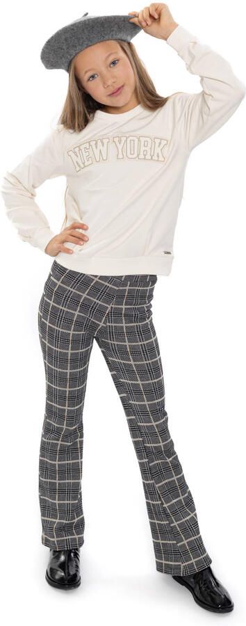 No Way Monday flared geruite broek grijs