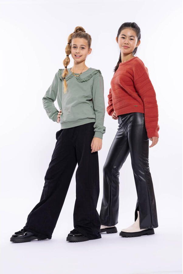 No Way Monday imitatieleren flared broek zwart - Foto 3