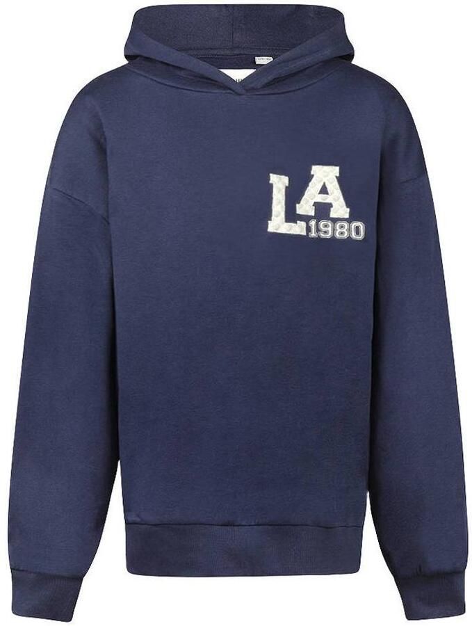 No Way Monday oversized hoodie met backprint donkerblauw Sweater Meisjes Katoen Capuchon
