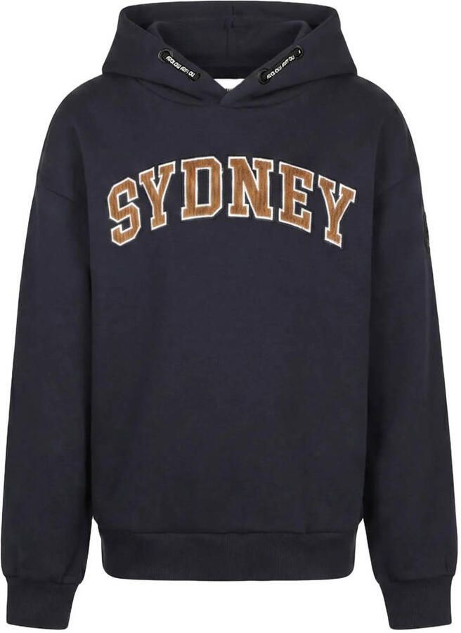 No Way Monday oversized hoodie met tekst donkerblauw
