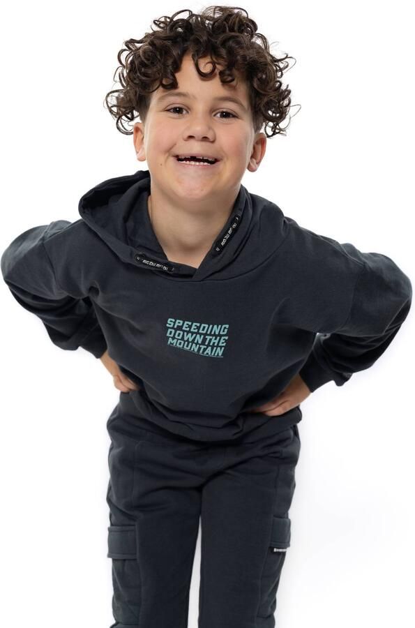 No Way Monday oversized hoodie met tekst donkergrijs lichtblauw