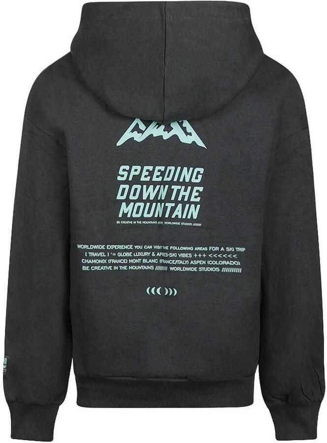 No Way Monday oversized hoodie met tekst donkergrijs lichtblauw - Foto 2
