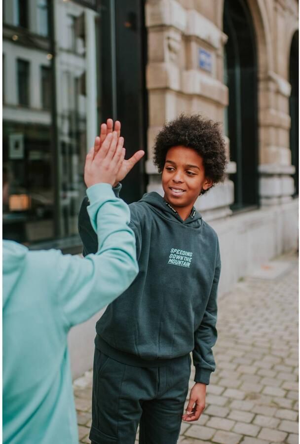 No Way Monday oversized hoodie met tekst donkergrijs lichtblauw - Foto 3