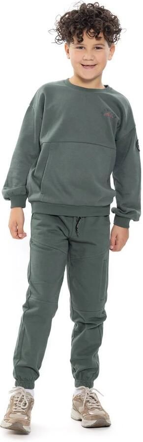 No Way Monday oversized sweater met backprint groen Backprint