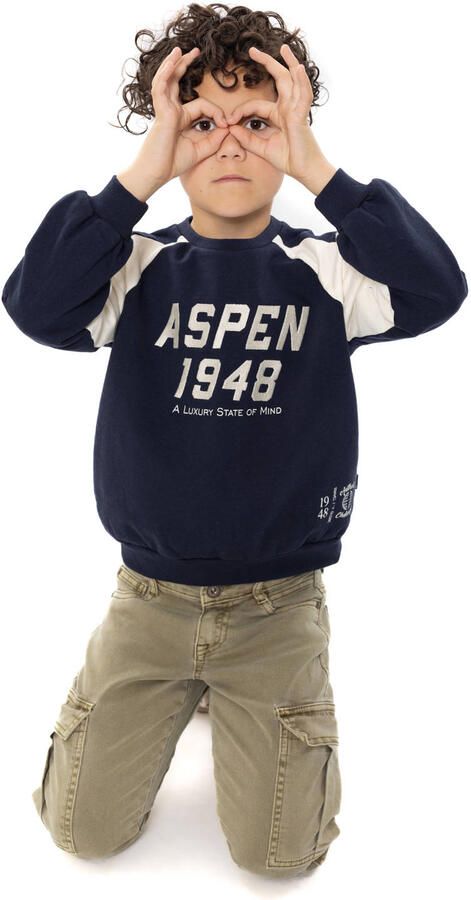 No Way Monday oversized sweater met tekst blauw