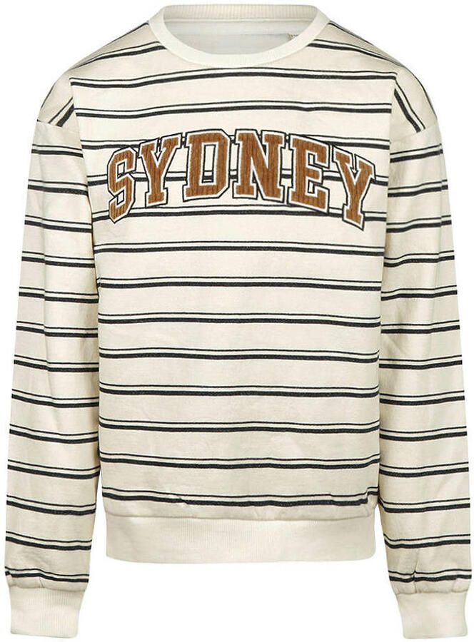 No Way Monday rechtvallende gestreepte sweater met tekst wit