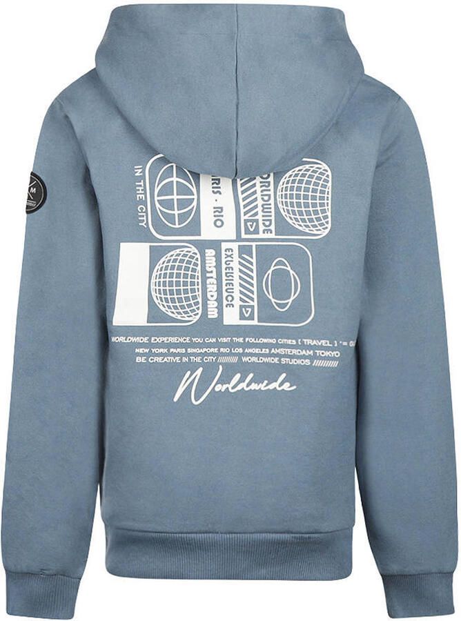 No Way Monday rechtvallende hoodie met backprint blauw - Foto 2