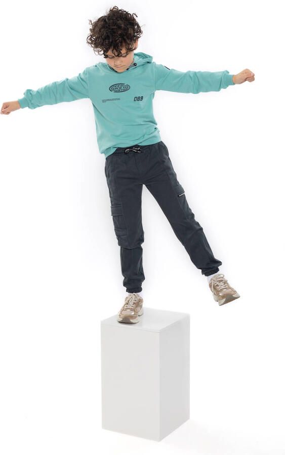 No Way Monday rechtvallende hoodie met tekst turquoise