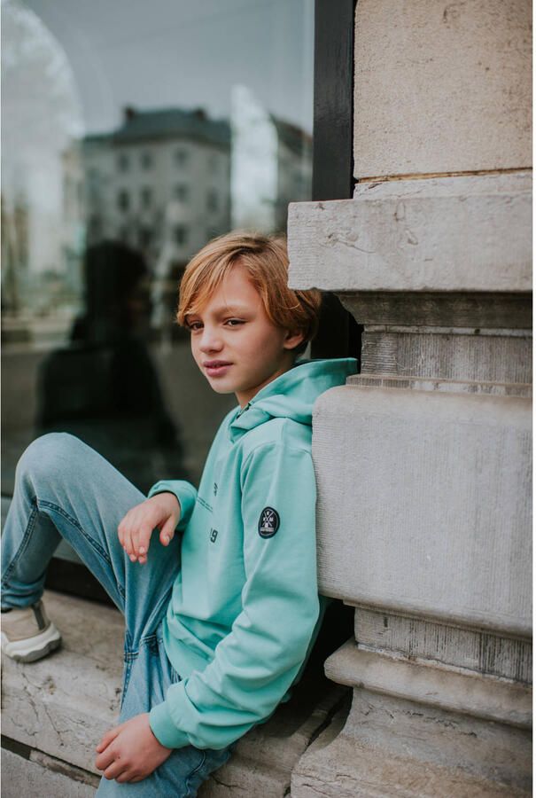 No Way Monday rechtvallende hoodie met tekst turquoise - Foto 3