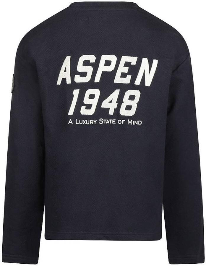 No Way Monday rechtvallende longsleeve met backprint donkerblauw Jongens Katoen Ronde hals