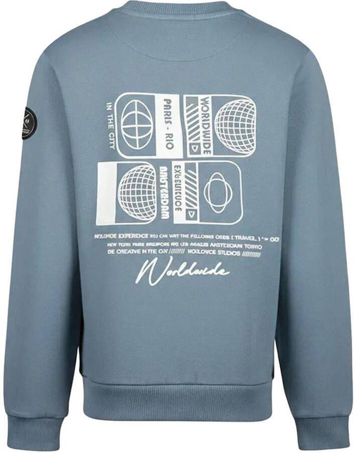 No Way Monday rechtvallende sweater met backprint blauw