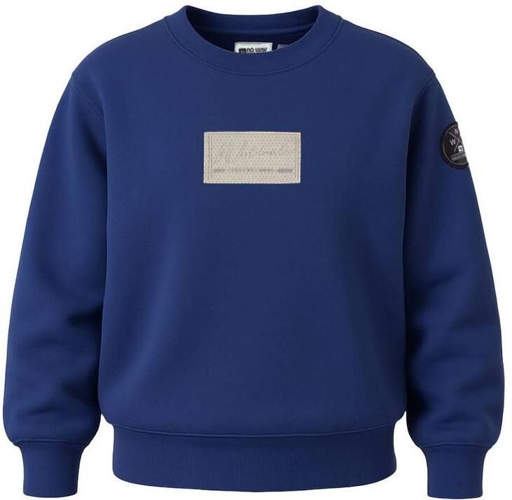 No Way Monday rechtvallende sweater met backprint blauw Backprint