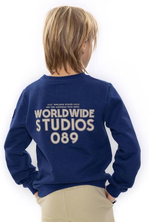 No Way Monday rechtvallende sweater met backprint blauw Backprint - Foto 3