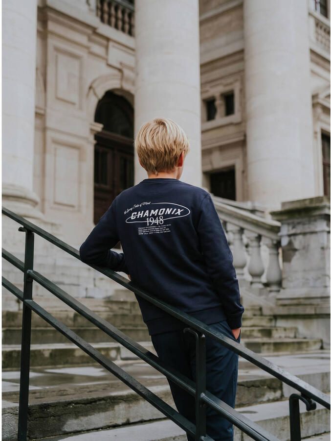 No Way Monday rechtvallende sweater met backprint donkerblauw - Foto 2