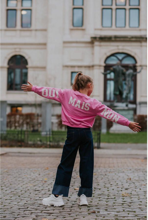 No Way Monday rechtvallende sweater met backprint en tekst roze - Foto 3