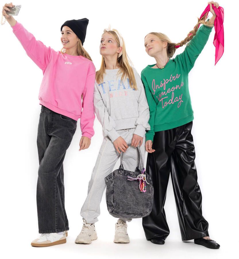No Way Monday rechtvallende sweater met borduursels groen - Foto 2