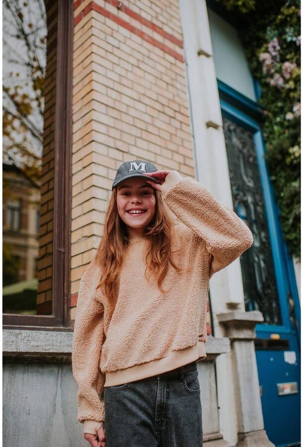 No Way Monday rechtvallende sweater met teddy details beige Meisjes Polyester Ronde hals - Foto 2