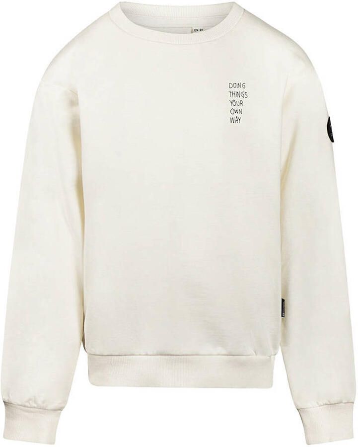 No Way Monday sweater met backprint ecru