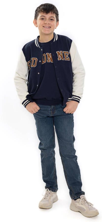 No Way Monday sweatvest met tekst donkerblauw wit