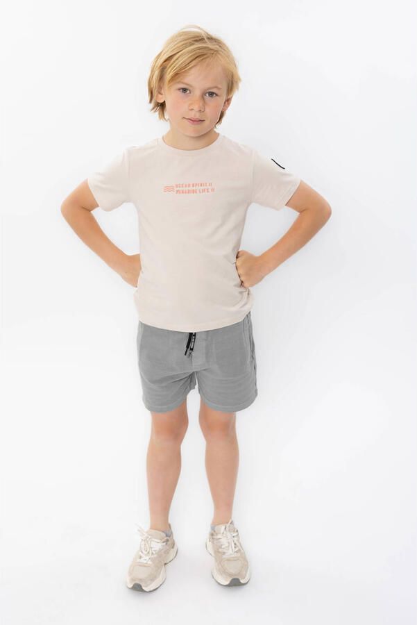No Way Monday T-shirt met backprint beige