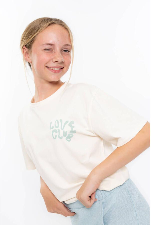 No Way Monday T-shirt met backprint ecru - Foto 2