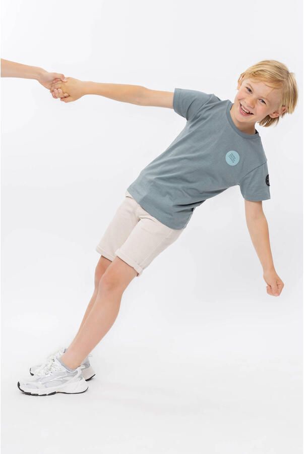 No Way Monday T-shirt met backprint grijsblauw - Foto 2