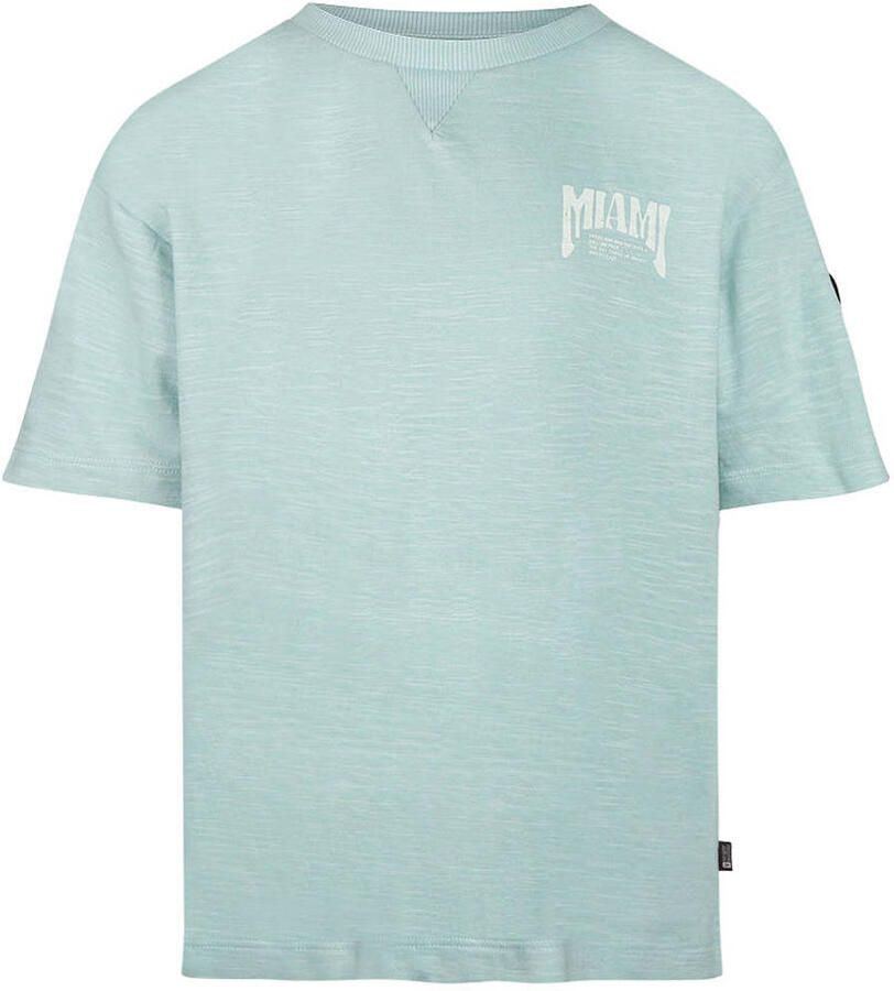 No Way Monday T-shirt met backprint lichtblauw