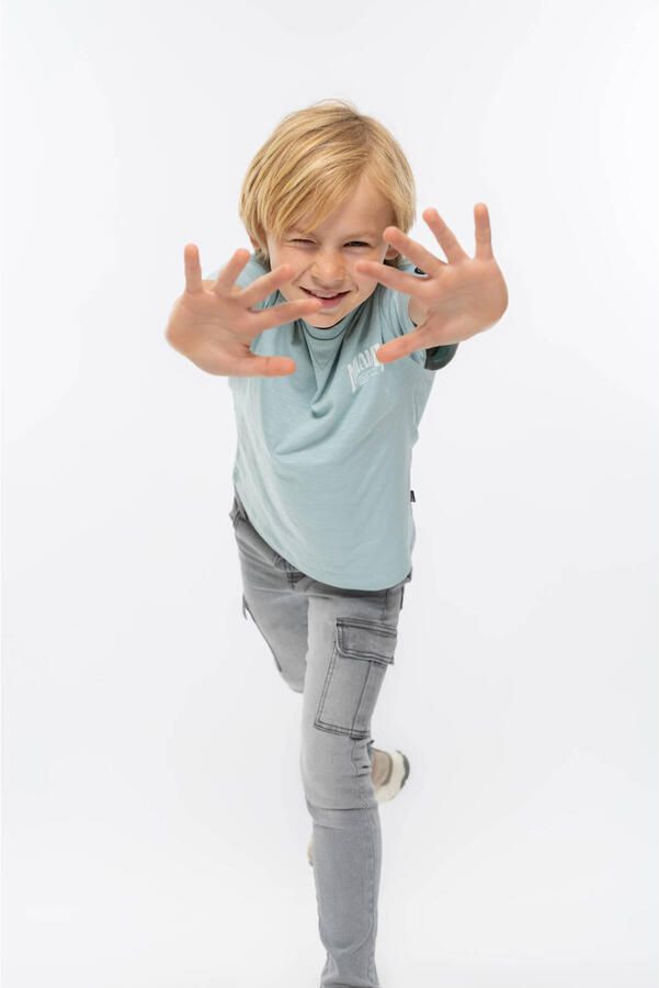 No Way Monday T-shirt met backprint lichtblauw - Foto 2