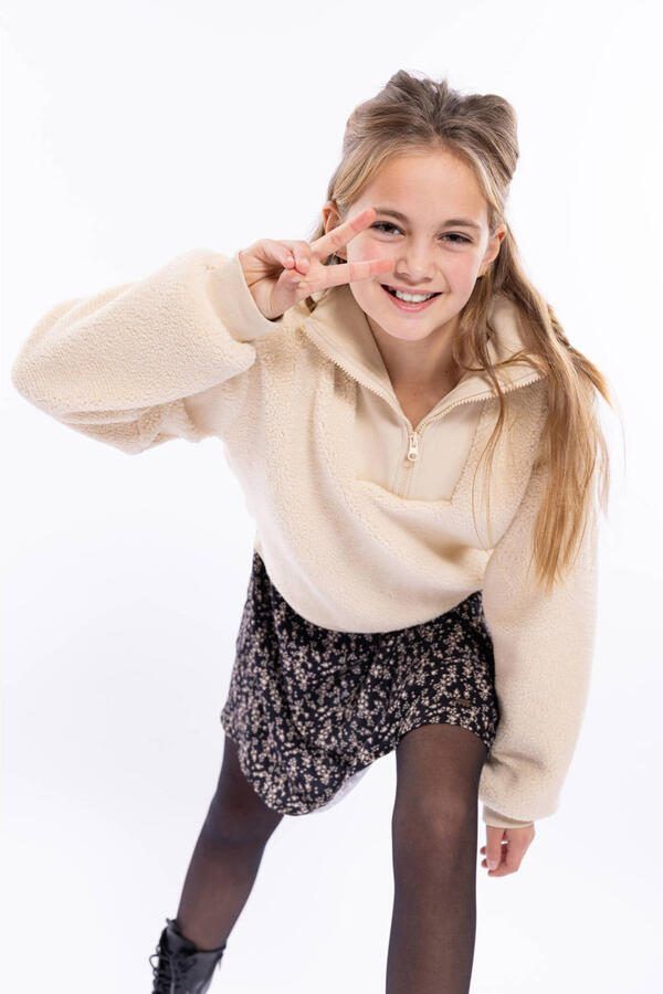 No Way Monday teddy sweater beige Trui Effen