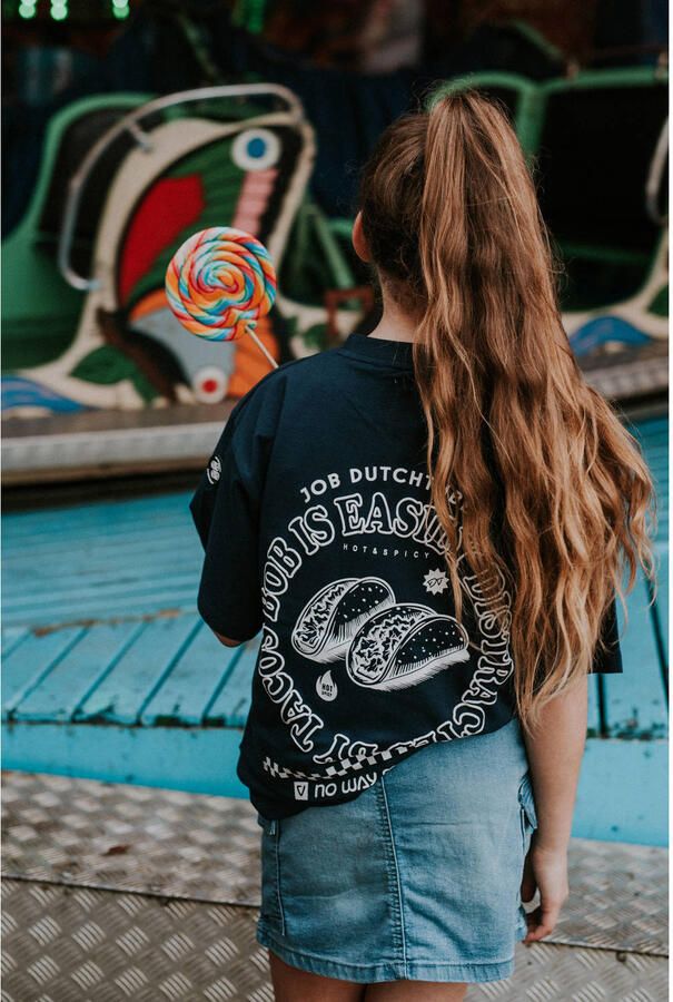 No Way Monday X Job Dutchtuber T-shirt met backprint donkerblauw - Foto 2