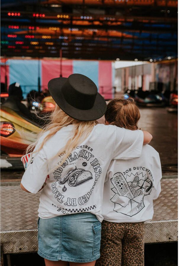 No Way Monday X Job Dutchtuber T-shirt met backprint wit - Foto 3