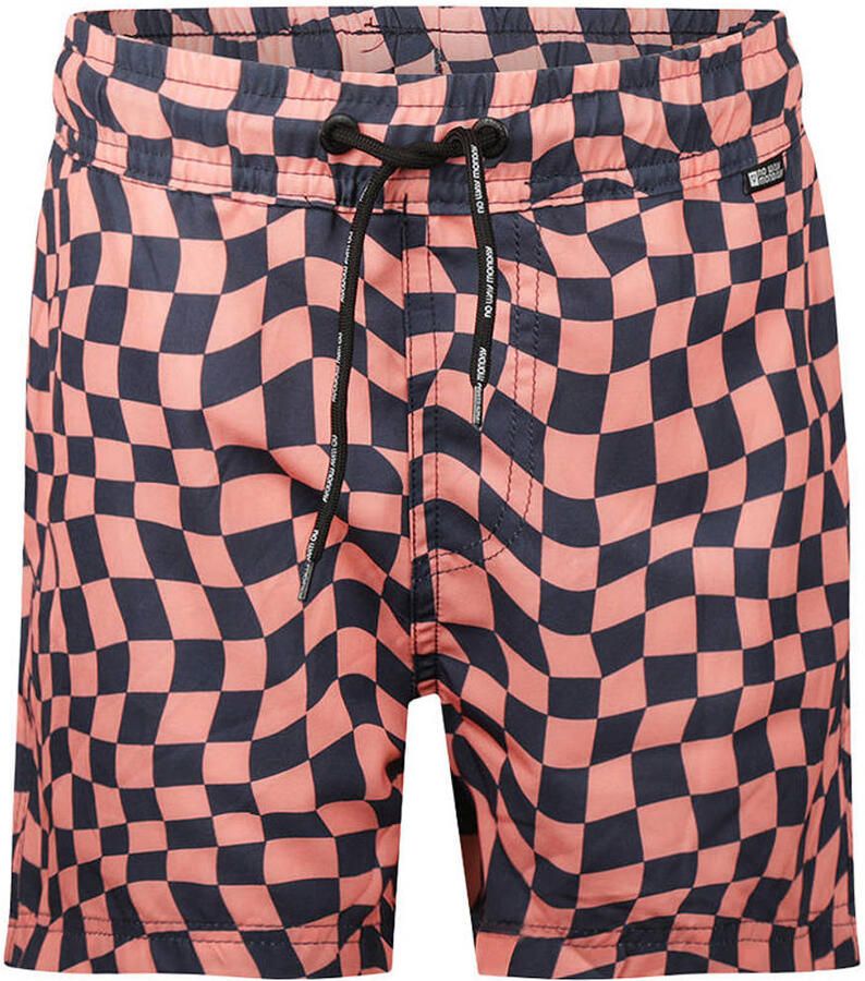 No Way Monday zwemshort geruit zalm zwart