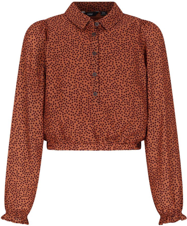 NoBell blousetop met stippen bruin