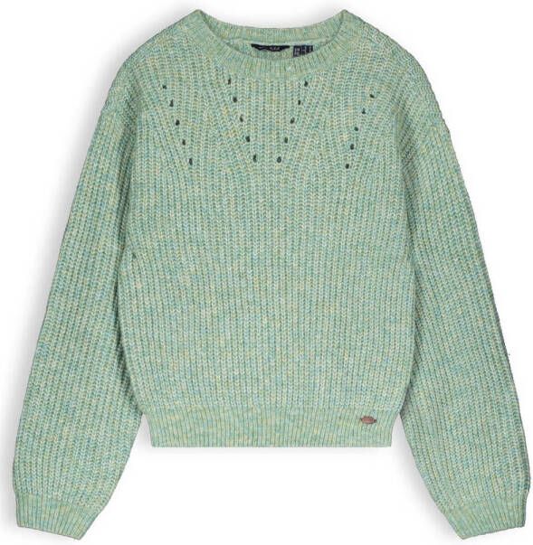 NoBell gemêleerde trui Kesan groen geel Meisjes Acryl Ronde hals Melée 122 128