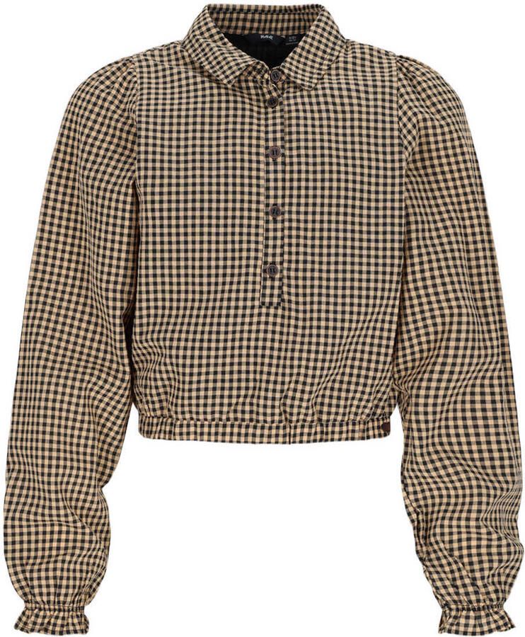 NoBell geruite blousetop zand