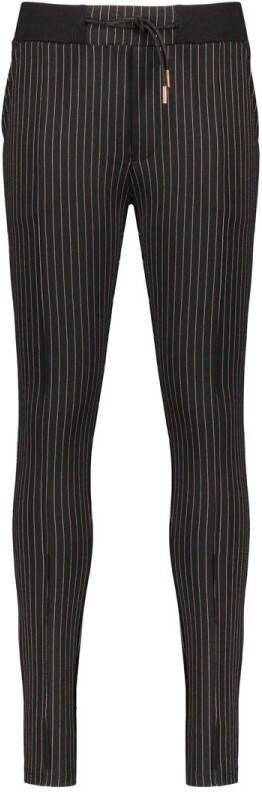 NoBell gestreepte skinny broek Secler zwart