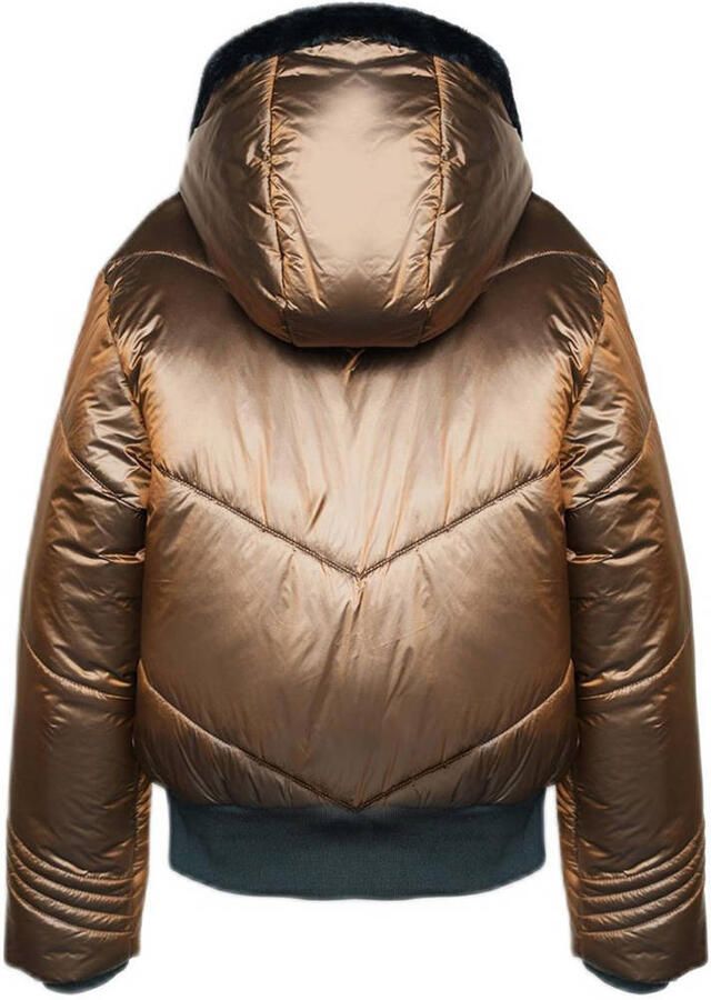 NoBell gewatteerde winterjas Boy bruin metallic Meisjes Polyester Capuchon 146 152 - Foto 2