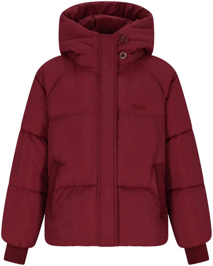 NoBell gewatteerde winterjas donkerrood Meisjes Polyamide Capuchon Effen maat 170-176