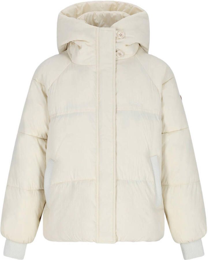 NoBell gewatteerde winterjas wit Meisjes Polyamide Capuchon Effen maat 170-176