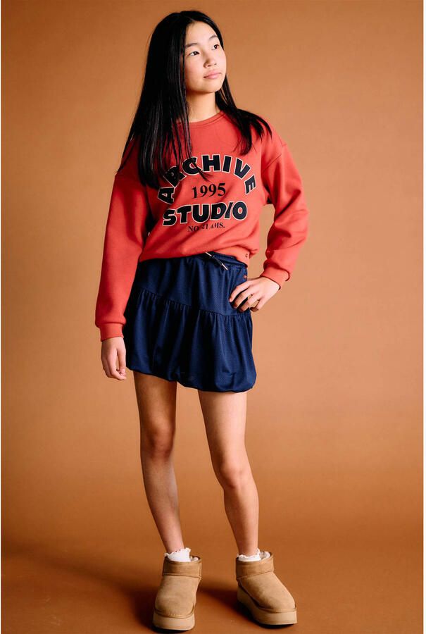NoBell sweater met print koraalrood Printopdruk maat 134-140