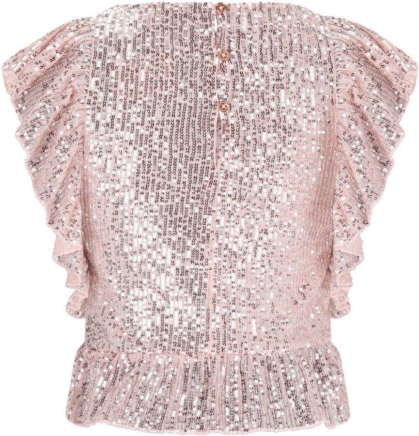 NoBell peplum top roze met pailletten - Foto 2