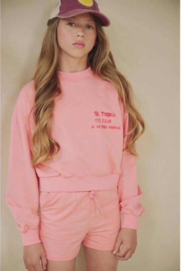 NoBell regular waist gebloemde sweatshort roze