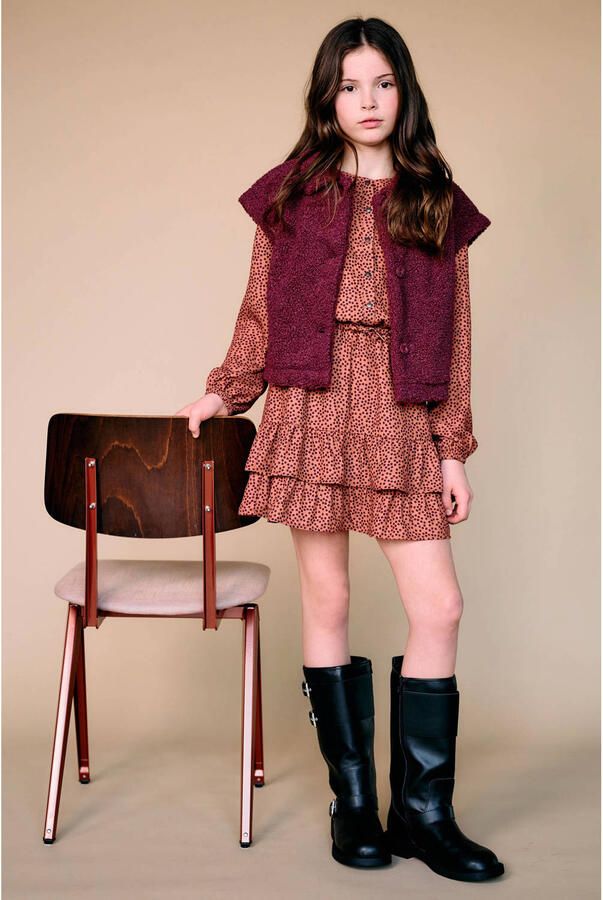 NoBell teddy gebreid vest donkerrood - Foto 2