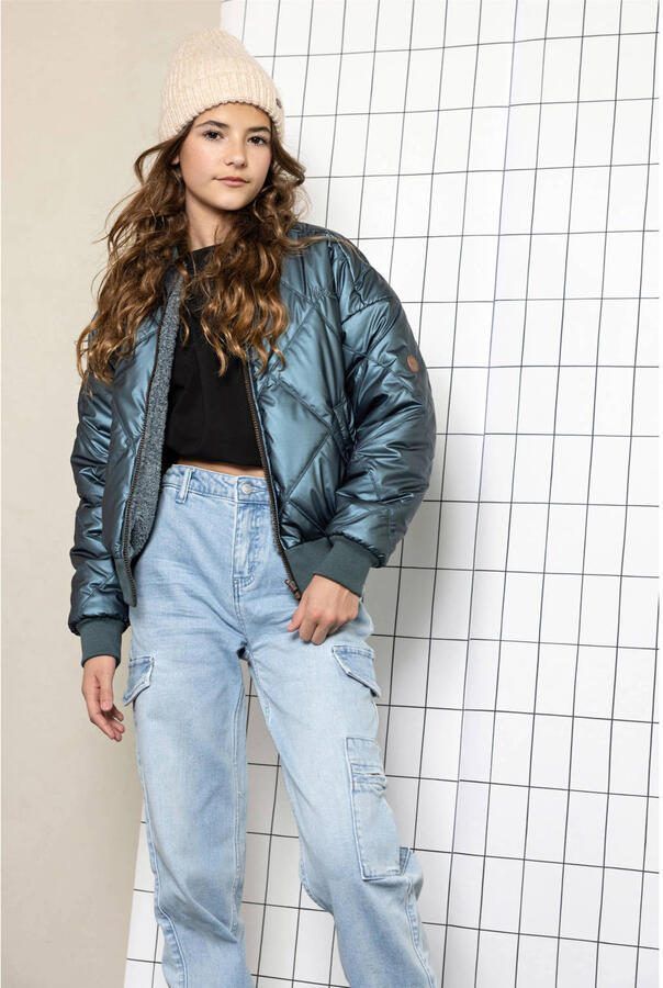 NoBell teddy reversible bomberjack blauw