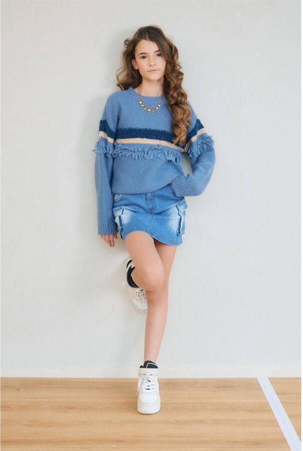 NoBell trui blauw gebreid